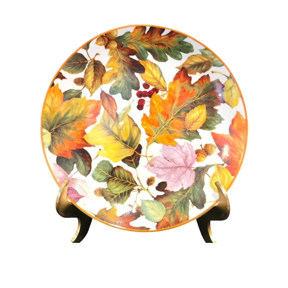 Autumn Leaf Plates Pamela Gladding Canape Plates‎ Santa Barbara Design Set of 6